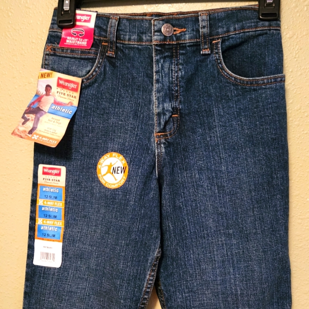 NWT - Wrangler Boys 12 Slim Athletic Fit Jeans